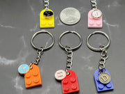 Brick Heart Keychain With Personalized Initial Set Mix and Match Color