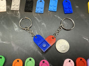 Brick Heart Keychain With Personalized Initial Set Mix and Match Color V2