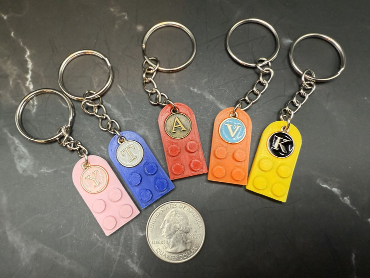 Brick Heart Keychain With Personalized Initial Set Mix and Match Color V2