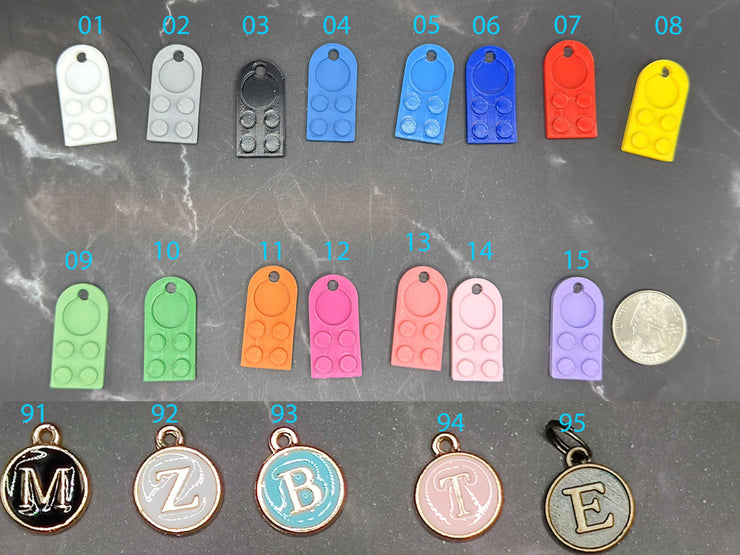 Brick Heart Keychain With Personalized Initial Set Mix and Match Color V2