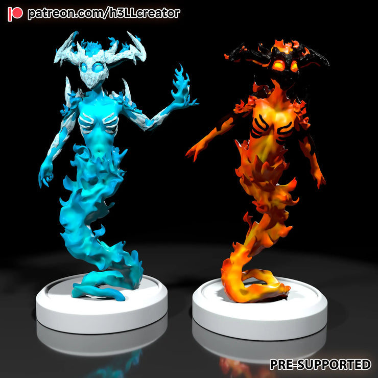 Fire elemental 3d printed resin figure 75mm tall
