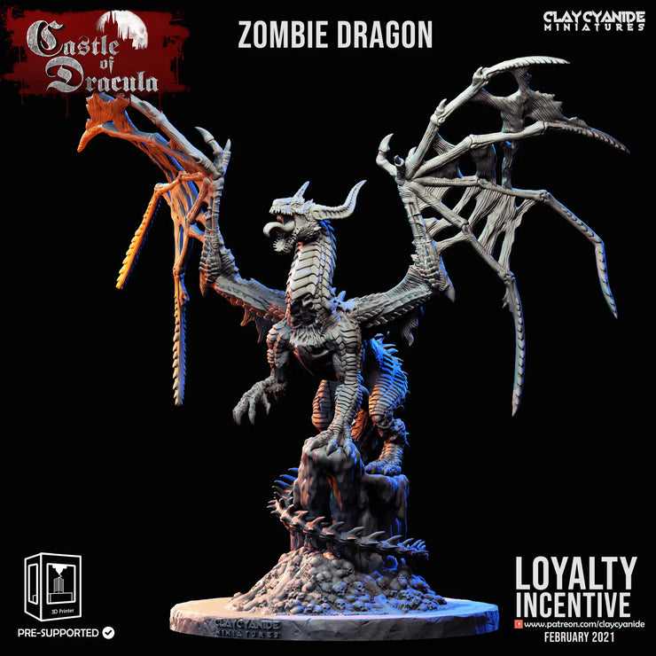 Zombie dragon castle of dracula 3d printed resin figure 200mm tall