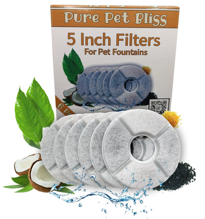 Pure pet bliss active carbon replacement pet water filter for dog and cat fountain fresh water filters - 6 pack TheSecretDoorInn