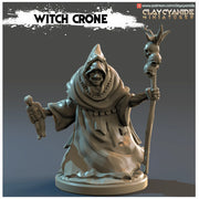 Witch crone 3d printed resin figure 39mm tall