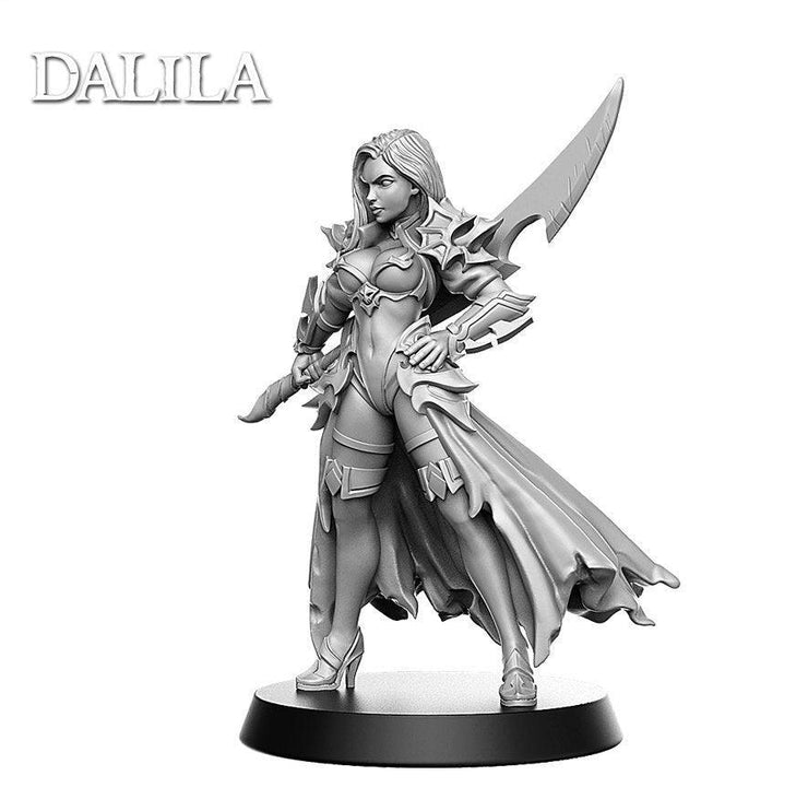 Dalila swordswoman 3d printed resin  42mm tall - TheSecretDoorInn