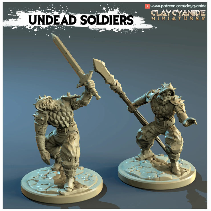 Undead soldiers 3d printed resin figure 44mm tall